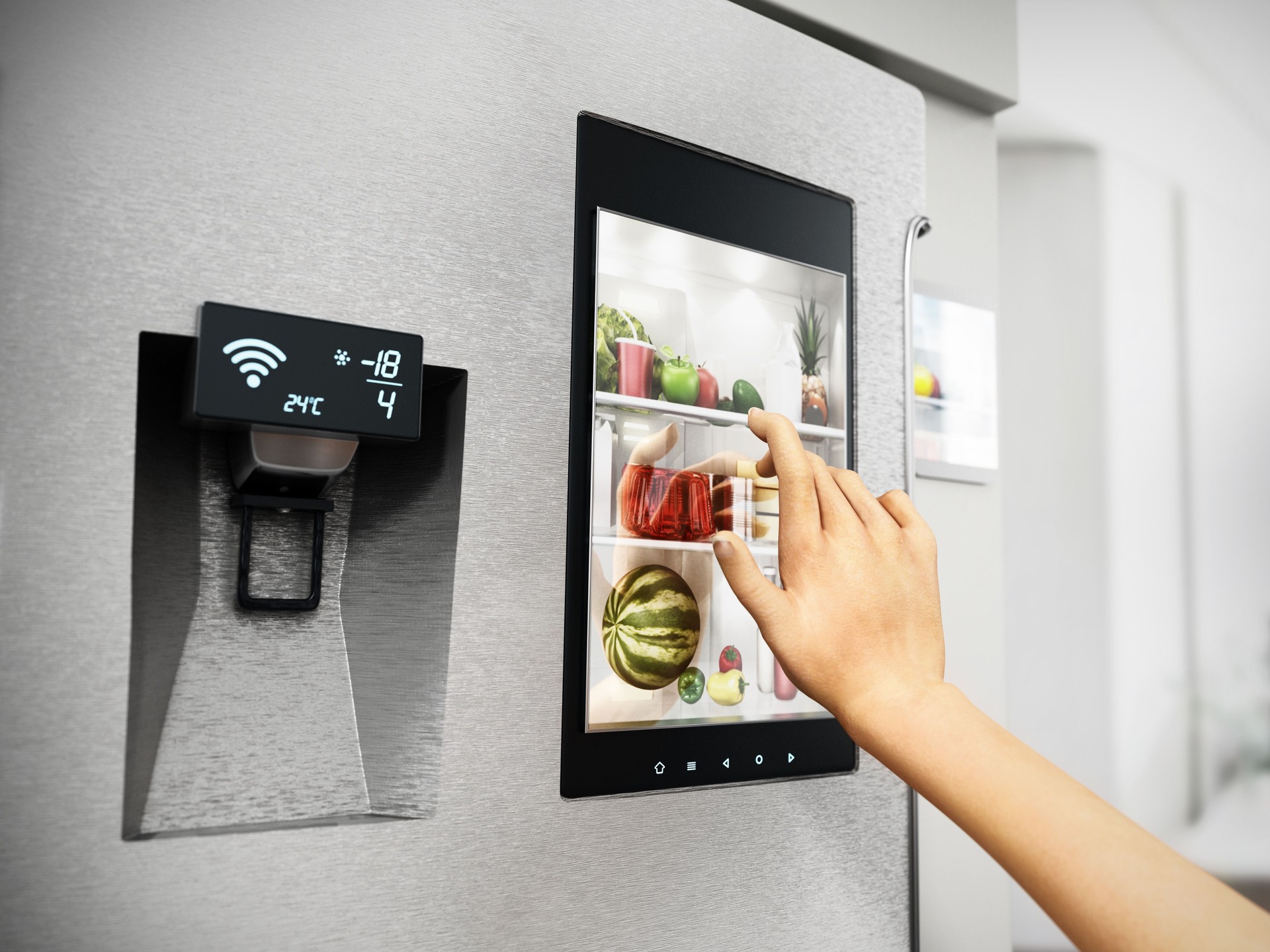 Hand controls smart refrigerator interface